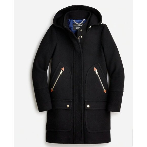 J. Crew Jackets & Blazers - J.Crew Womens $385 Chateau Parka Italian Wool Black Size 4 BM948 Winter Coat